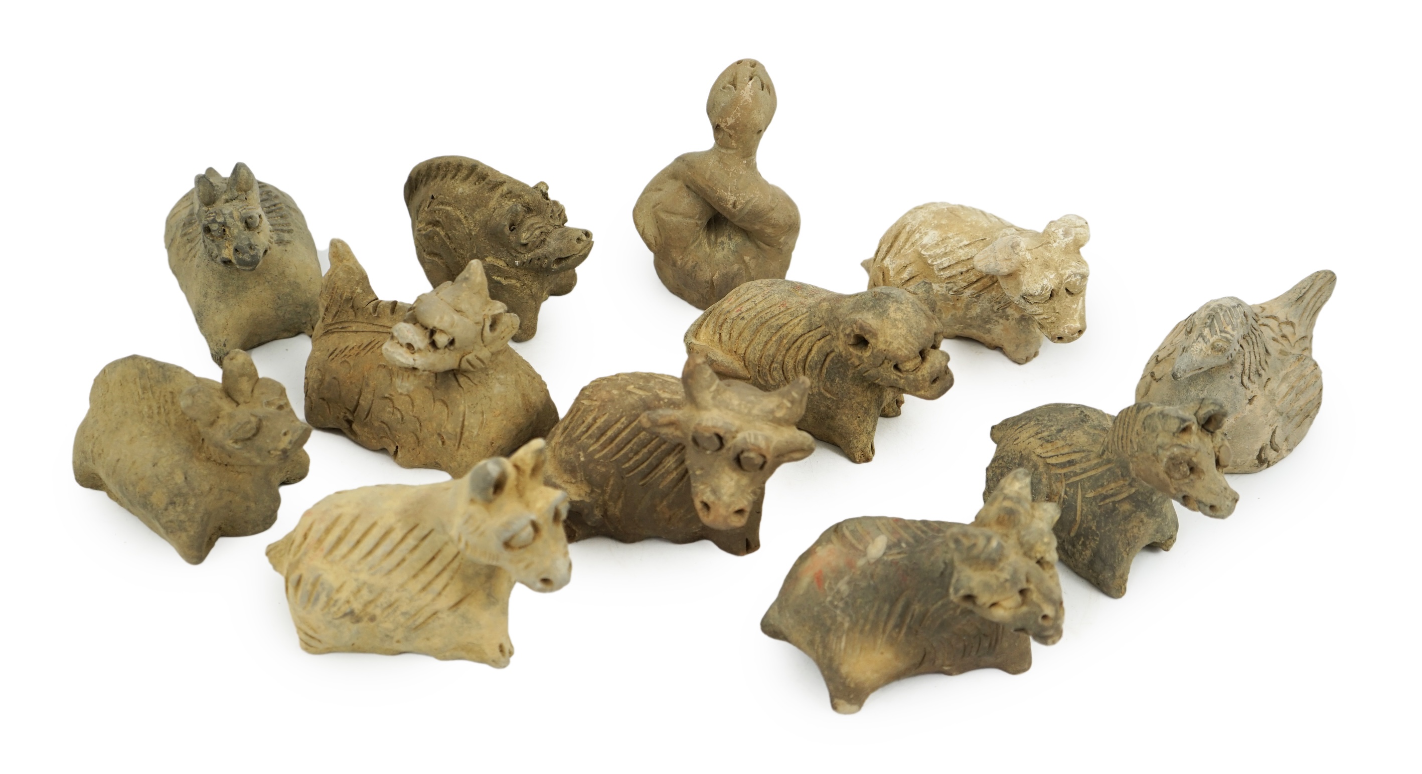 A set of twelve Chinese Buddhist pottery zodiac animals, Song Dynasty (AD 960-1279) or the Yuan Dynasty (AD 1279-1368)